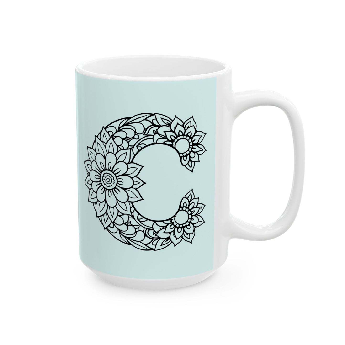Copy of Mandala Design Ceramic Mug -Letter C Relaxing Gift for Tea Lovers, Coffee Enthusiasts, Home Decor, Perfect for Holidays, Zen Vibe