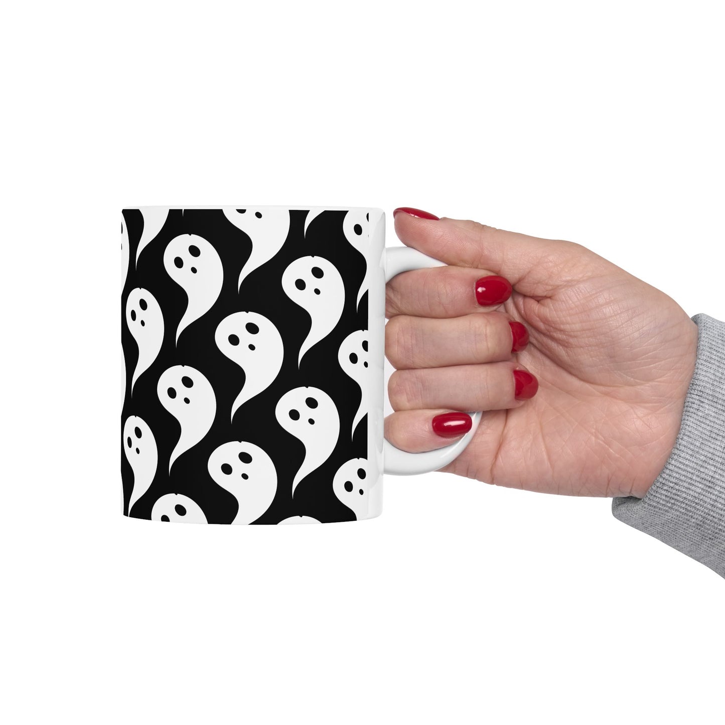 Ghostly Charm Ceramic Mug | Perfect for Halloween, Cozy Drinks, Spooky Vibes, Unique Gift, Kitchen Decor