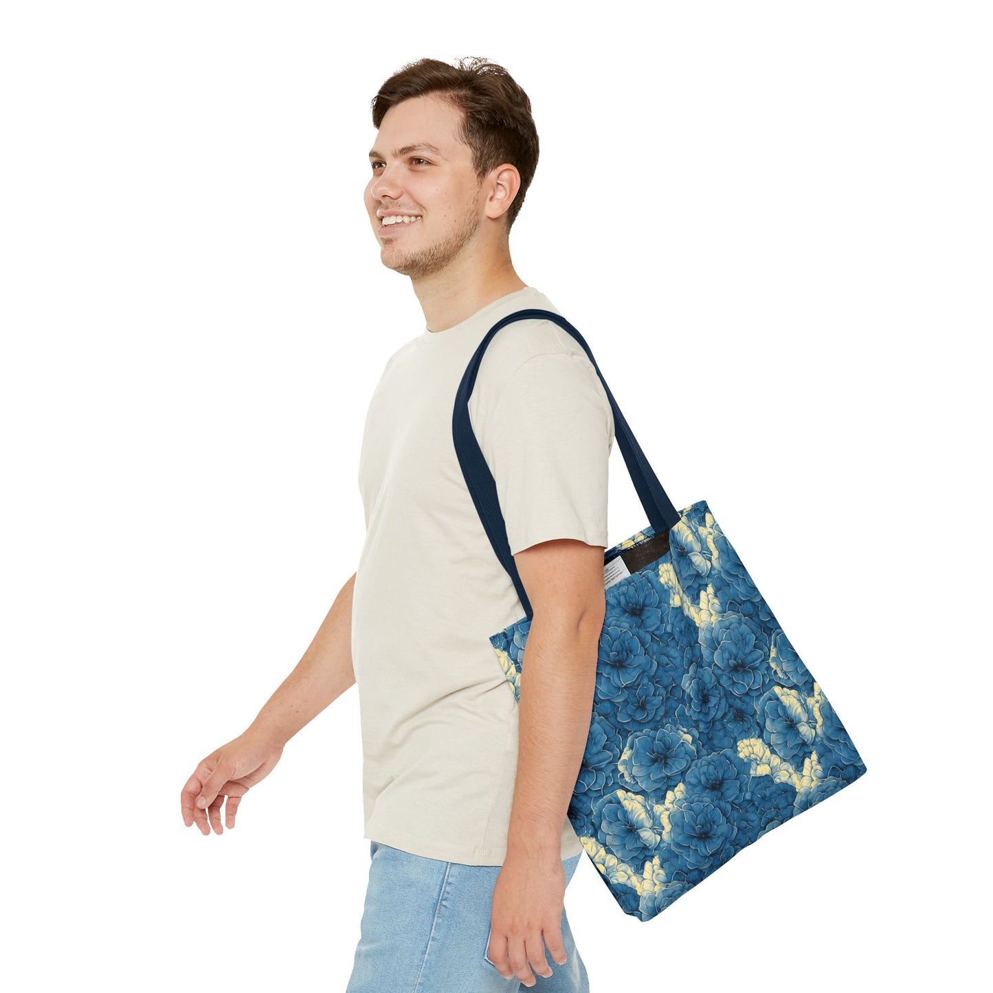 Floral Blue Peony Tote