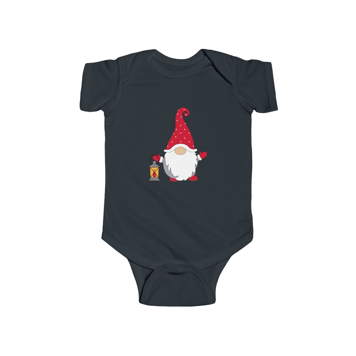 Christmas Gnome Baby Bodysuit - Holiday Infant One-Piece with Lantern & Hearts