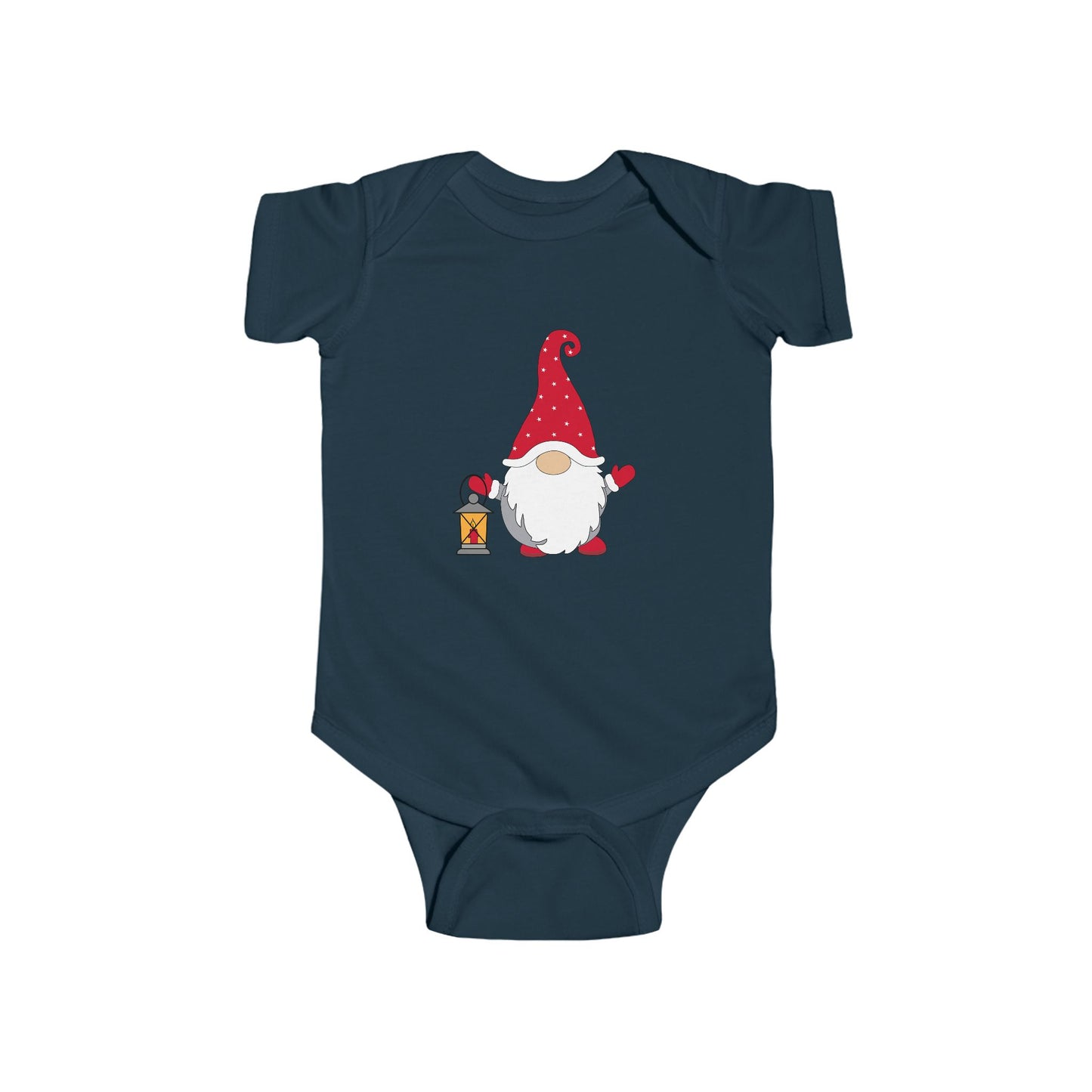 Christmas Gnome Baby Bodysuit - Holiday Infant One-Piece with Lantern & Hearts