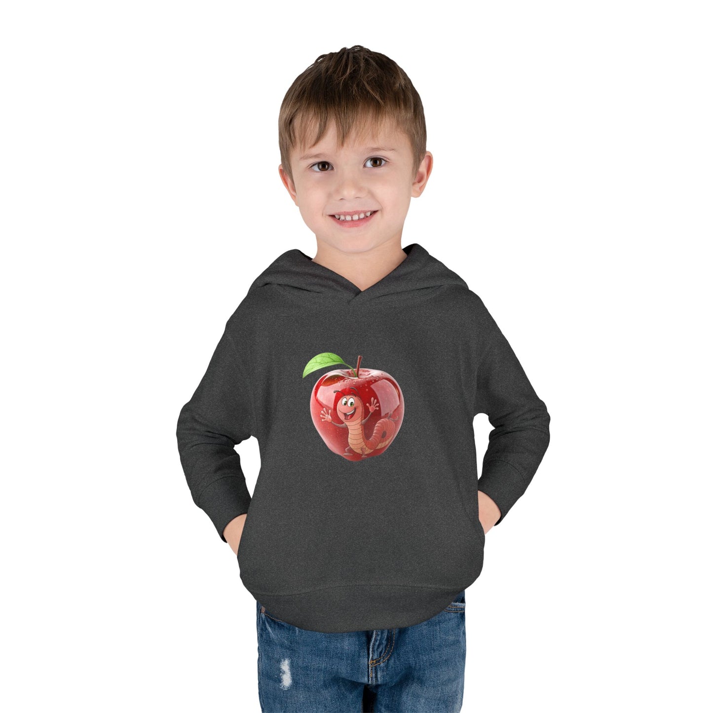 Cute Apple Toddler Pullover Fleece Hoodie - Cozy, Fun, Playful Kidswear, Perfect Gift for Birthdays, Play Dates, or Fall Outings
