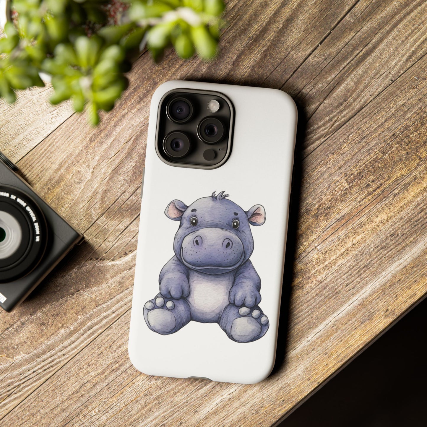 Cute Hippo Phone Case, Unique Tough Cases, Animal Lover Gift, Cute Animal Design, Baby Animal Phone Accessory