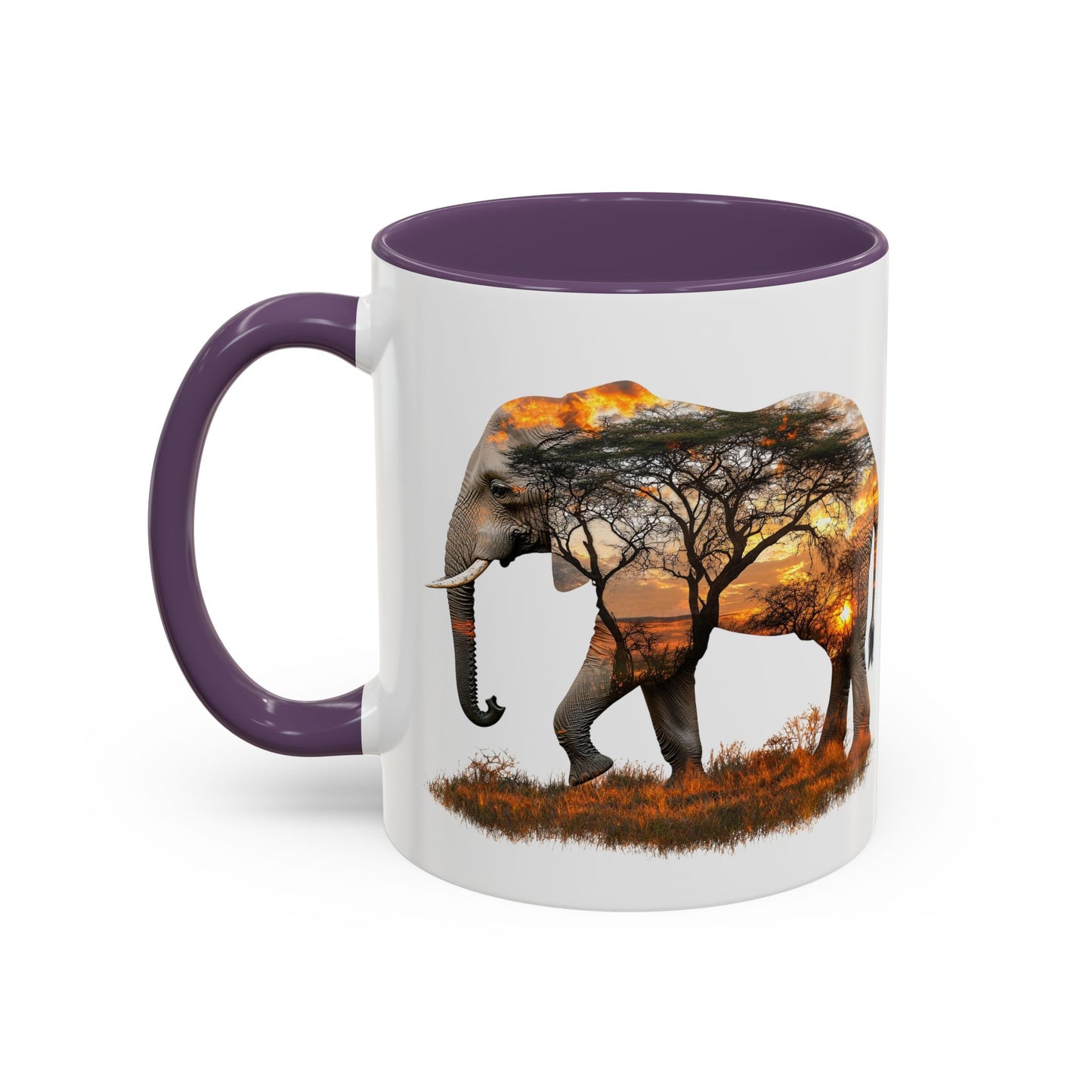 Elegant Elephant Accent Coffee Mug - Nature Lover Gift, Animal Lover Mug, Unique Home Decor, Wildlife Conservation, Travel Mug