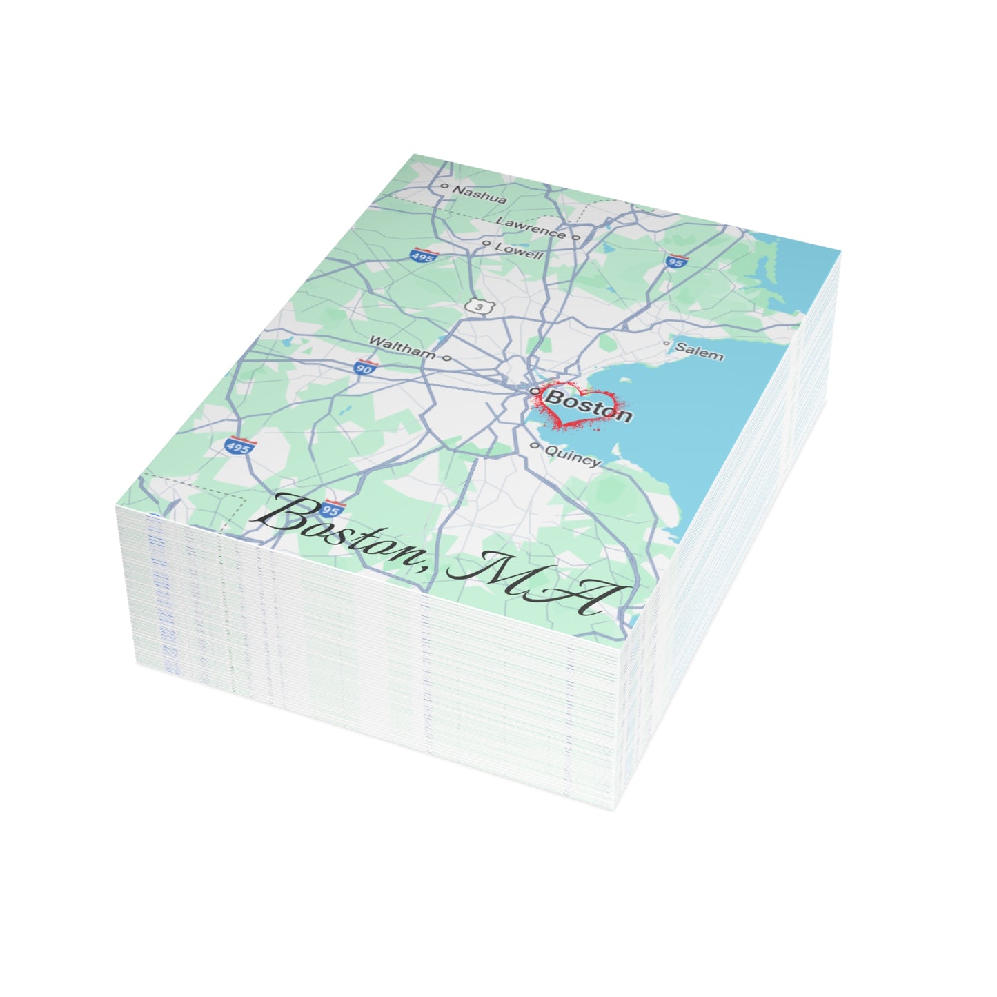 Boston Map Postcard Bundle - Personalized Travel Keepsake, Perfect for Souvenirs, Gifts, Wedding Invitations, or Event Thank You Cards