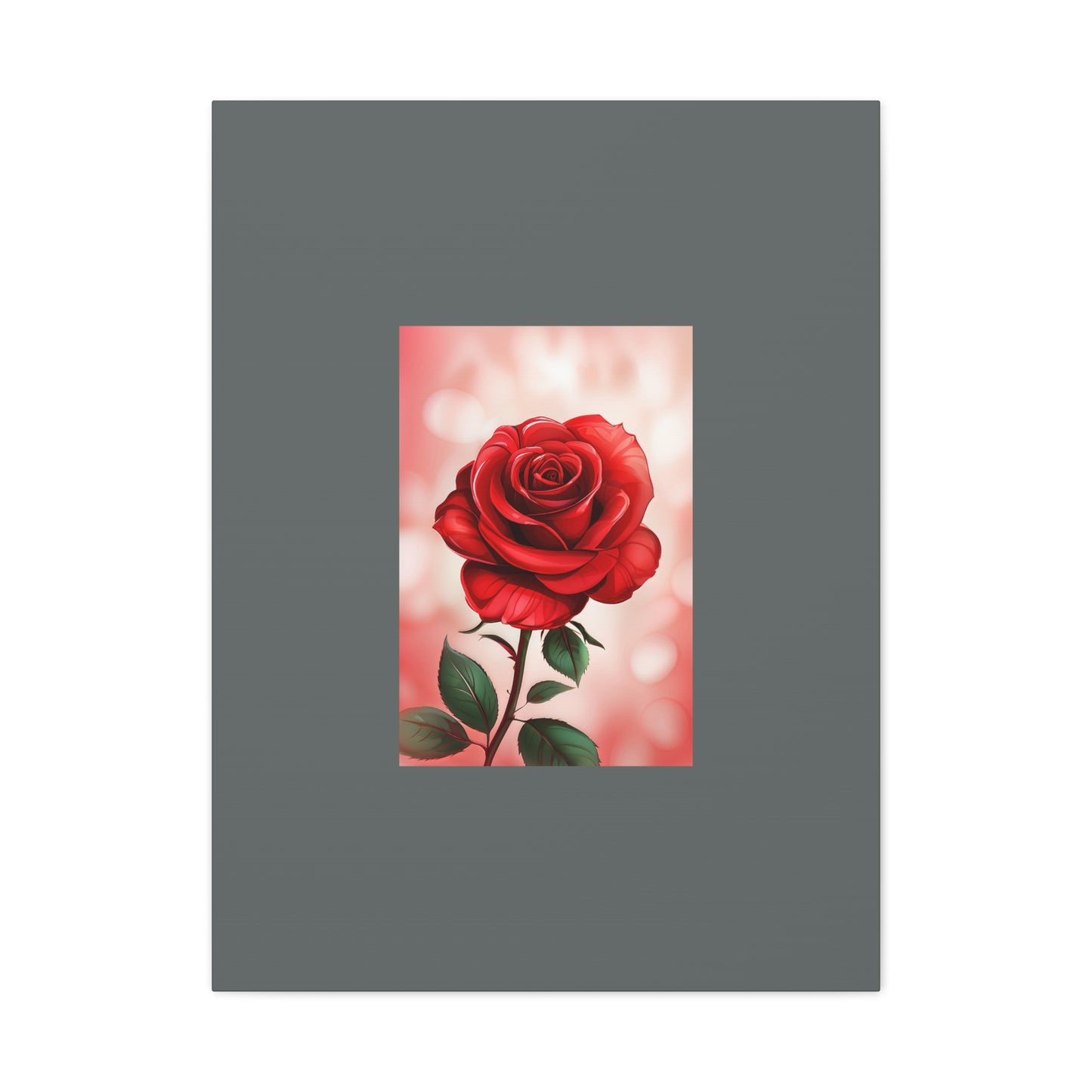 Red Rose Vertical Matte Canvas Print — Romantic Floral Wall Art