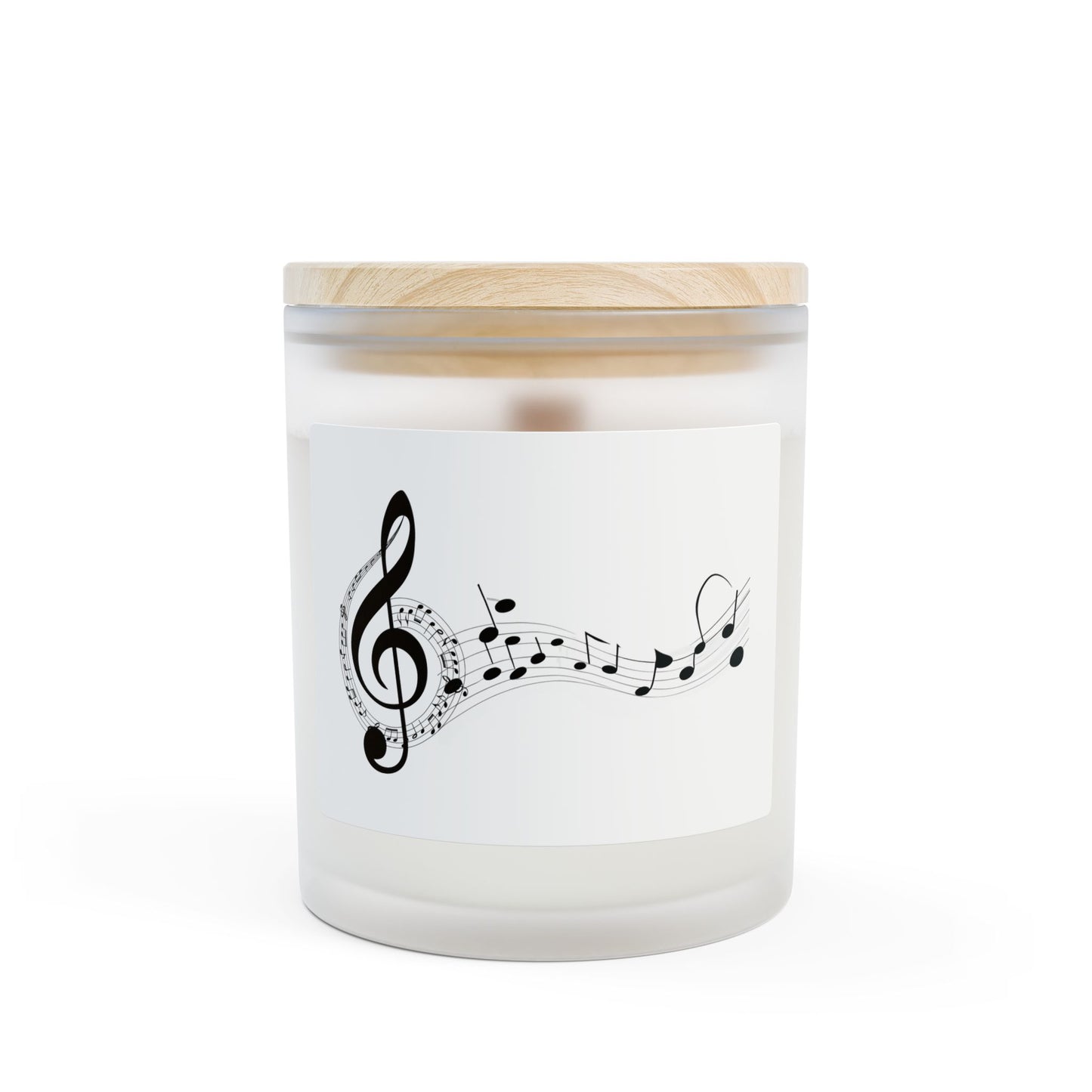 Musical Notes Frosted Glass Candle - 11oz Aromatherapy Gift with Wooden Lid