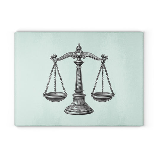 Elegant Justice Scale Glass Cutting Board, Gift for Lawyers, Kitchen Decor, Unique Wedding Gift, Housewarming Gift, Legal Theme