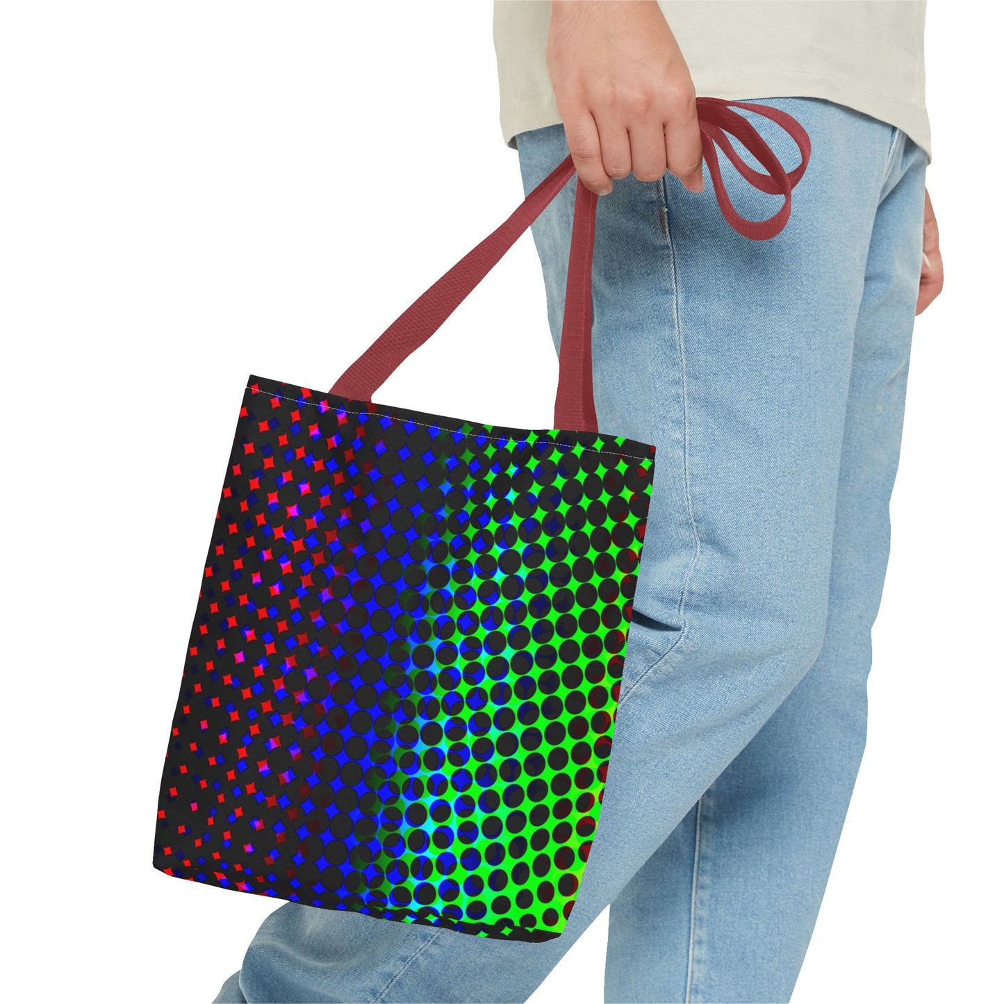 Vibrant Dot Print Tote Bag - Colorful Reusable Shopping Bag, Beach Tote
