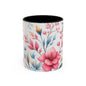 Floral Accent Coffee Mug - Perfect Gift for Tea Lovers, Home Decor, Kitchen Accessories, Mother's Day, Coffee Enthusiasts