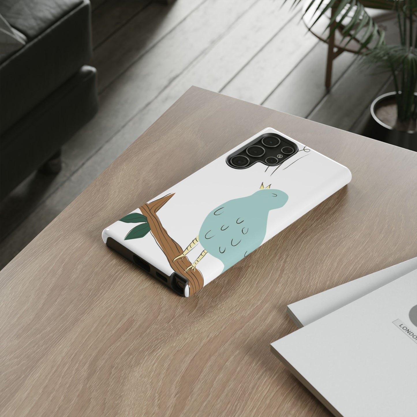 Birdsong Phone Case — Cute Blue Bird on Branch Protective Case