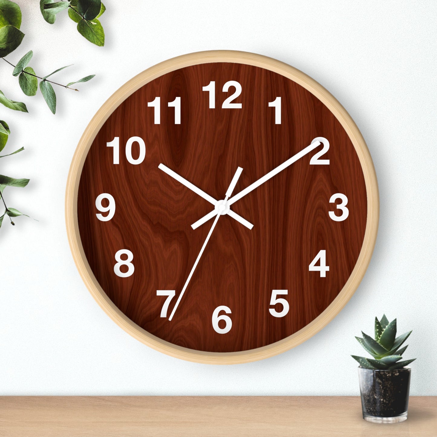 Rustic Wooden Wall Clock, Farmhouse Decor, Home Office Accessories, Gift for Her, Modern Minimalist Timepiece