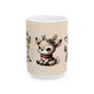 Cute Reindeer Mug — Kawaii Christmas Deer Ceramic Coffee Cup (11oz, 15oz)