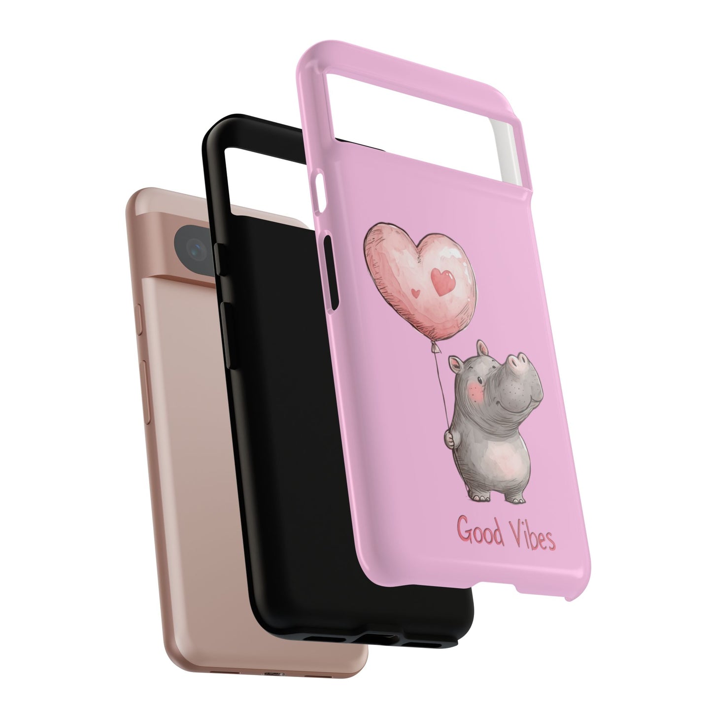 Cute Hippo Phone Case | Good Vibes, Gift for Friends, Cute Phone Accessories, Animal Lover Gift, Happy Phone Cover