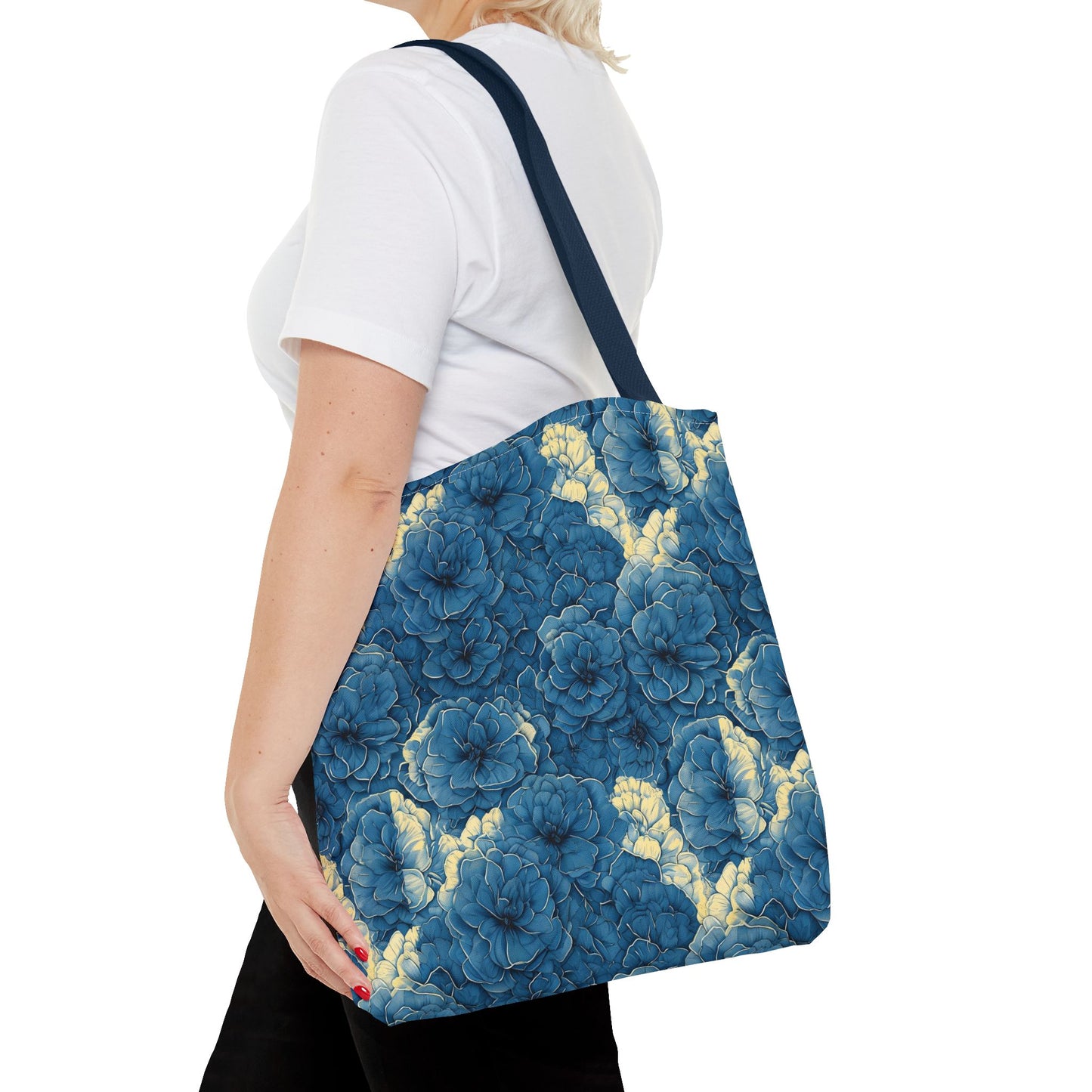 Floral Blue Peony Tote