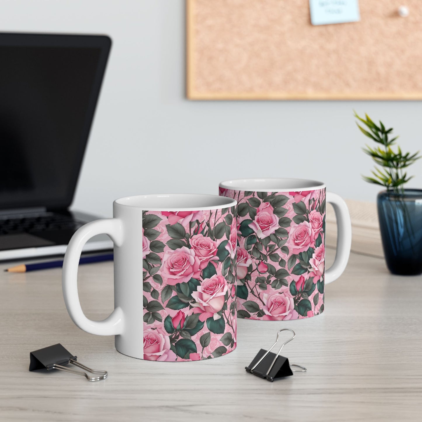 Floral Rose Ceramic Mug - Perfect Gift for Coffee Lovers, Tea, Mother's Day, Birthday, Home Decor, Kitchenware