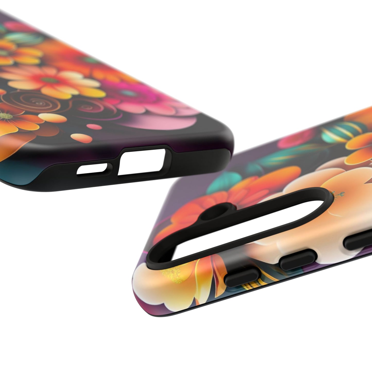 Floral Burst Tough Phone Case — Colorful Retro Flowers Protective Cover