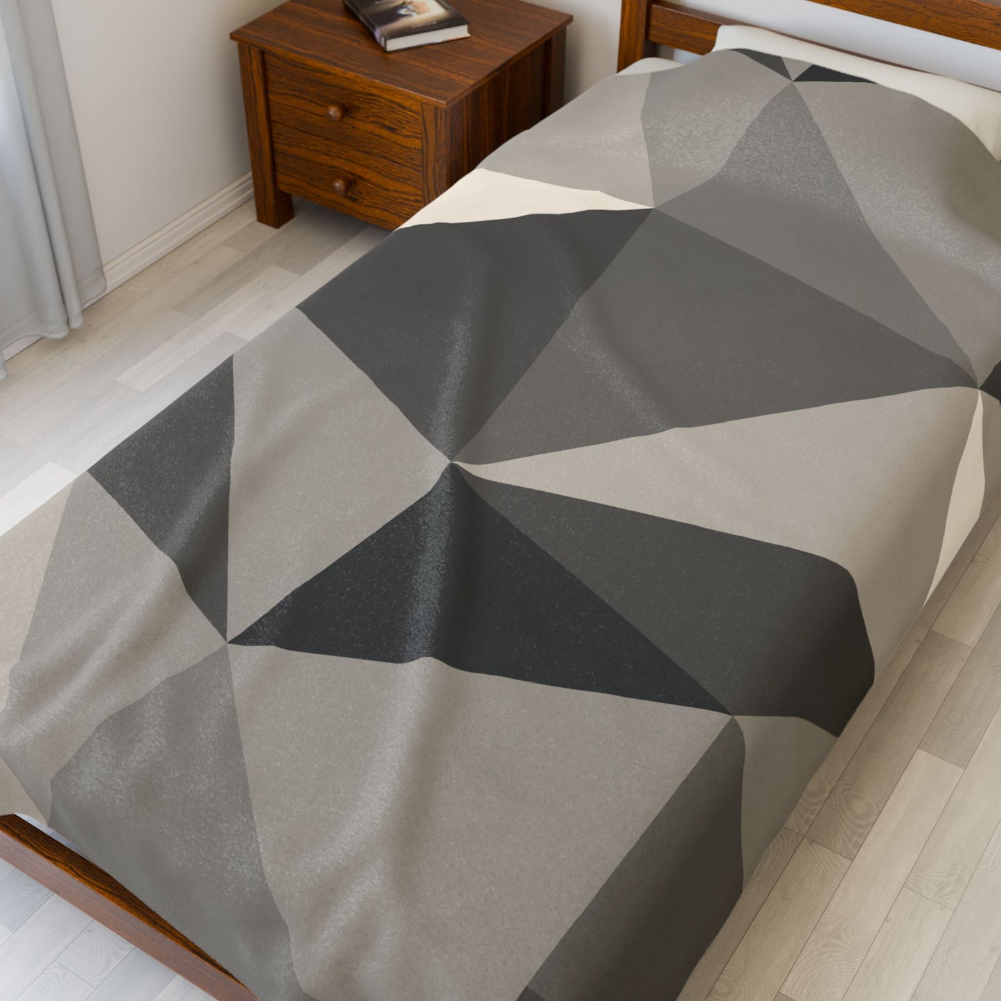 Cozy Geometric Velveteen Plush Blanket | Soft Throw for Home Decor, Gift for Homeowners, Minimalist Design, Perfect for Cozy Nights