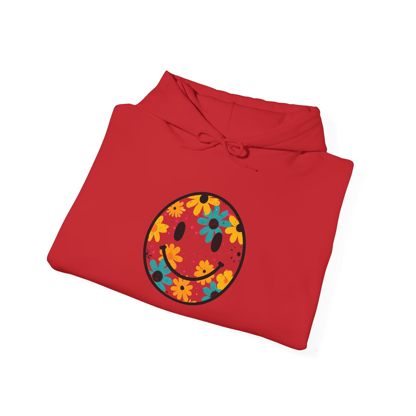 Floral Smiley Hoodie — Retro Daisy Smile Graphic Hoodie