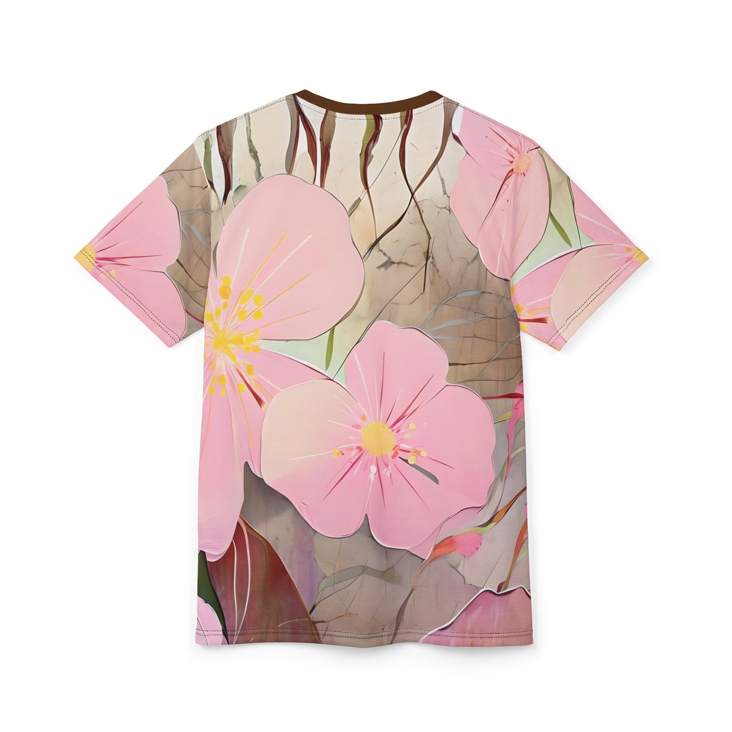 Floral Unisex Cut & Sew Tee  Soft Pink Blossom Design
