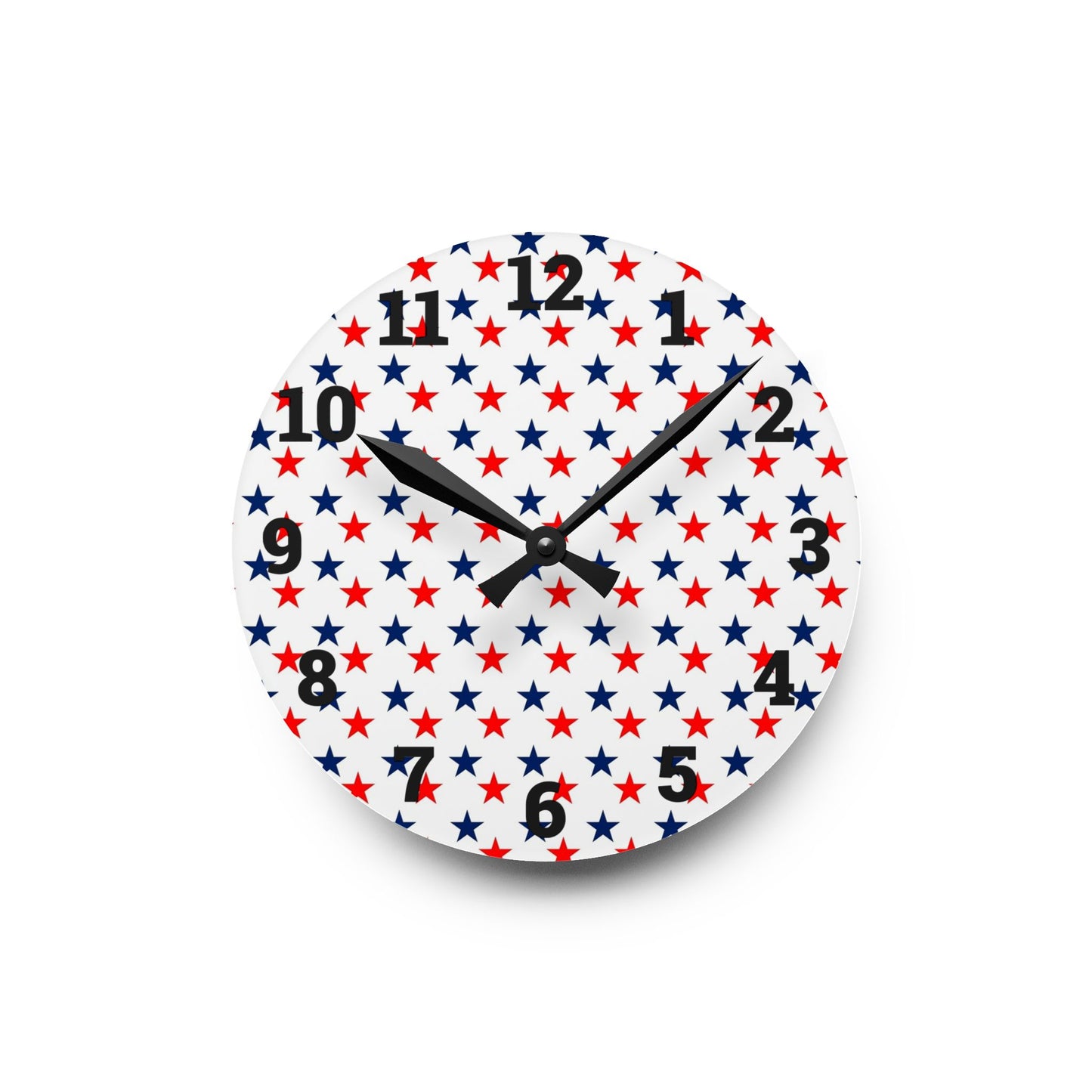 Acrylic Wall Clock stars red white and blue