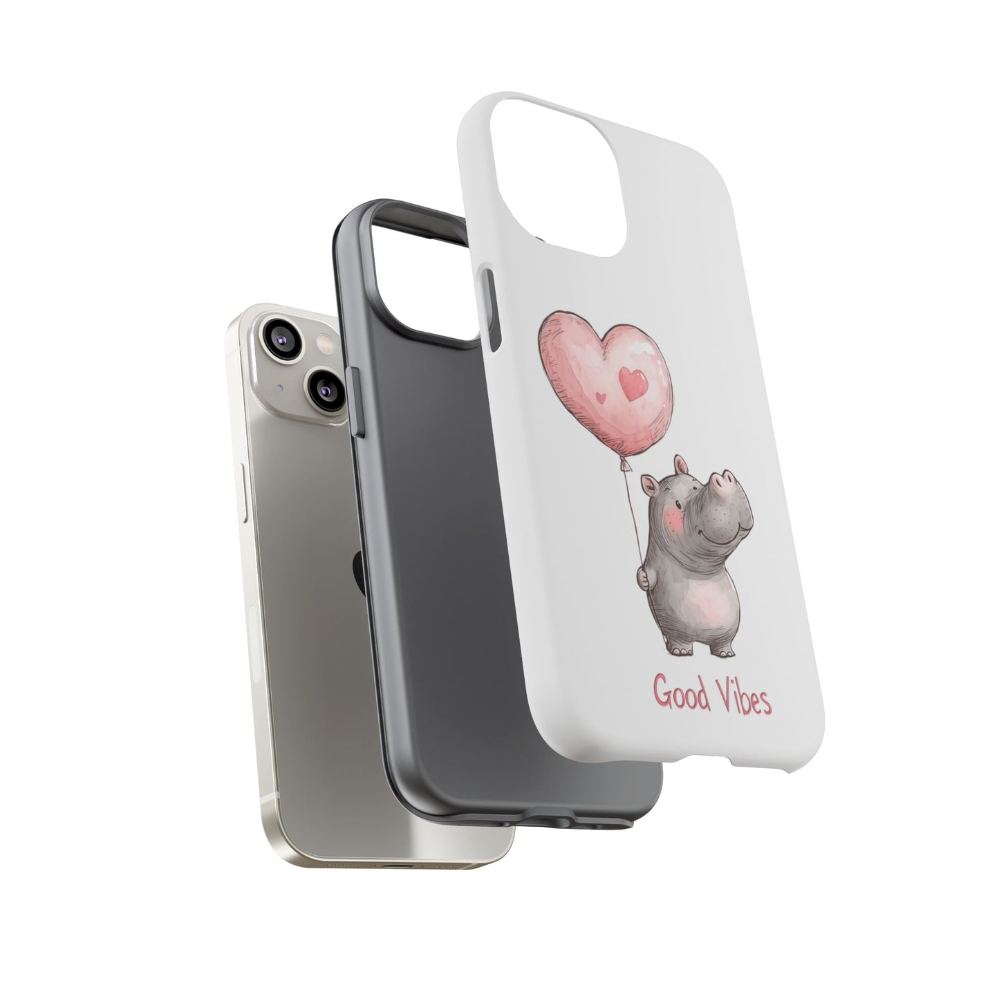 Cute Hippo Phone Case - Good Vibes Design, Animal Lover Gift, Fun Accessory, Birthday Present, Phone Accessories