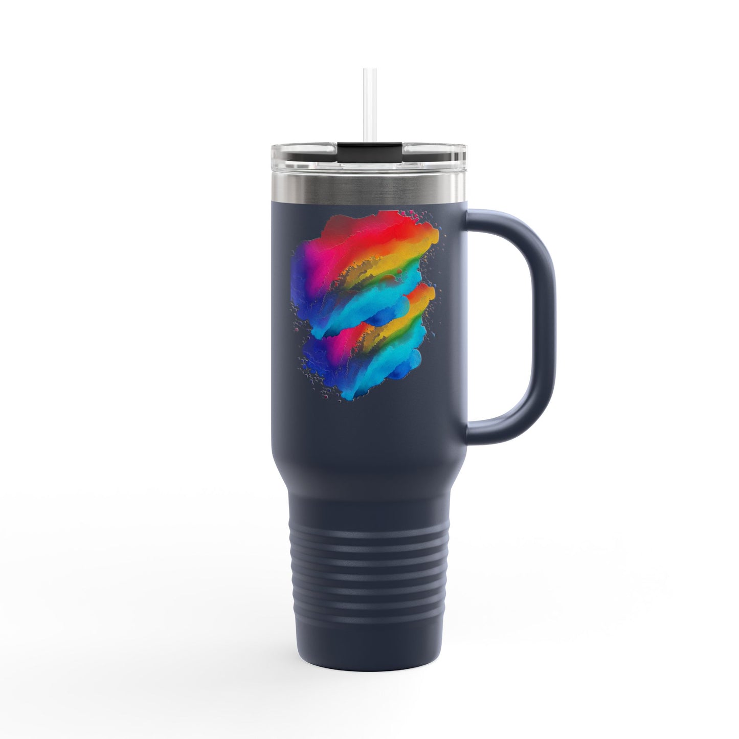 Vibrant Rainbow Insulated Travel Mug | 40oz Leakproof Drinkware for Road Trips, Gifts, Outdoor Adventures, Pride Events, Summer Outings