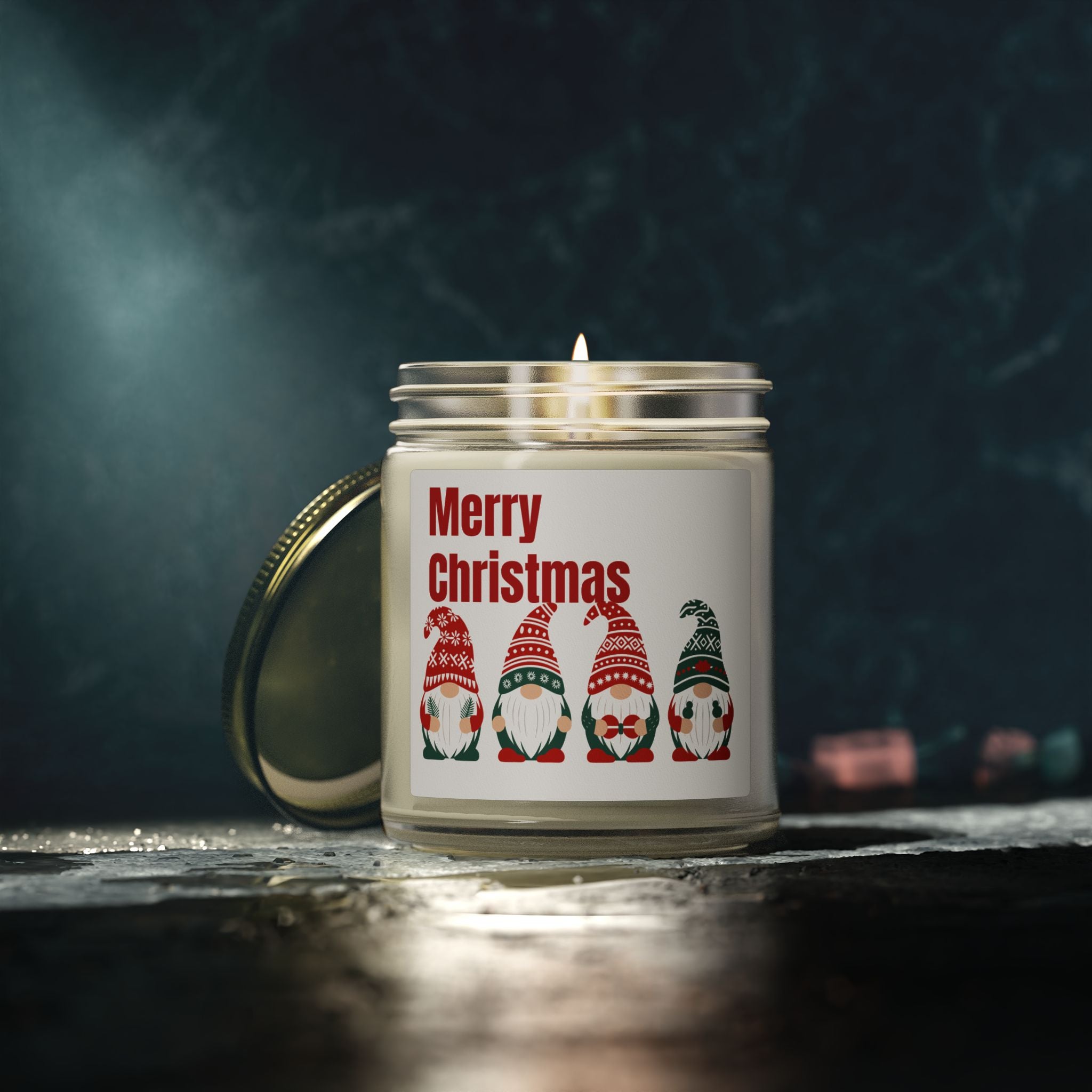 Merry Christmas Gnome Candle — Coconut Apricot Wax (4oz & 9oz)
