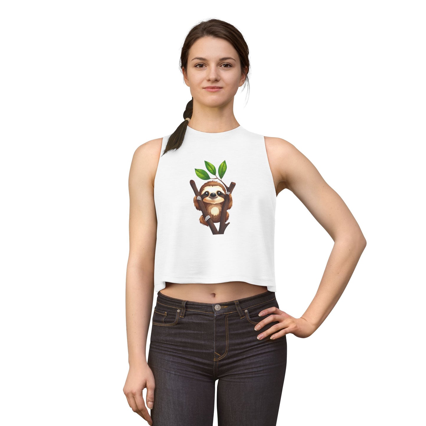 Sloth Hanging Cute Graphic Crop Top