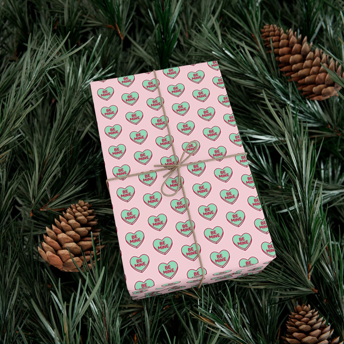 Valentine 'Be Mine' Heart Gift Wrap Paper – Pink Romantic Wrapping Sheets