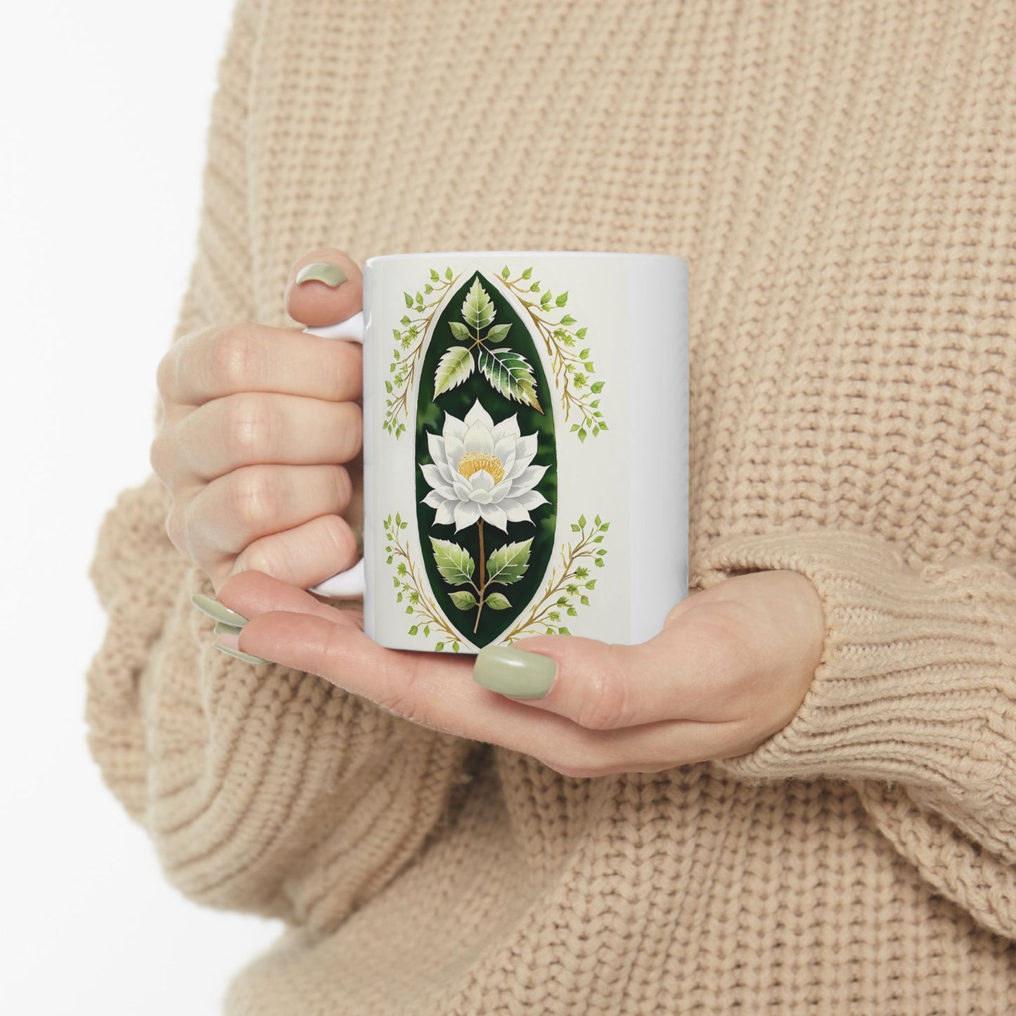 Elegant Floral Ceramic Mug - Perfect for Tea Lovers, Housewarming Gift, Mother's Day, Garden Party, Botanical Decor