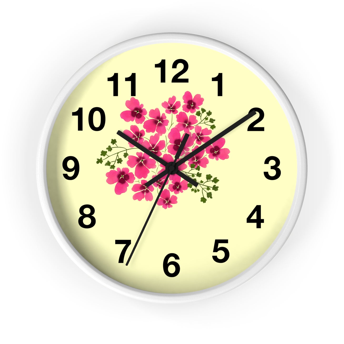 Floral Wall Clock with Pink Flowers, Home Decor, Gift for Gardening Enthusiasts, Mother's Day Present, Living Room Accent, Spring Vibes