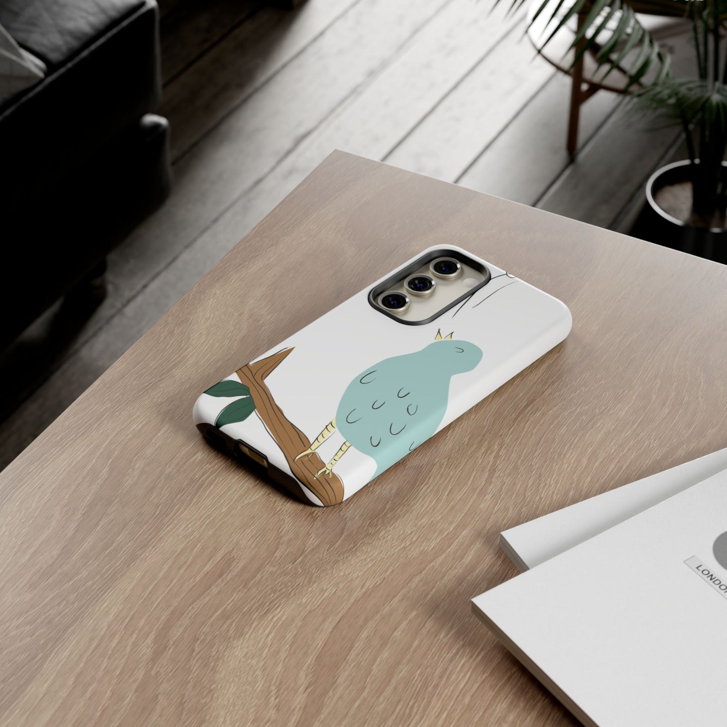 Birdsong Phone Case — Cute Blue Bird on Branch Protective Case