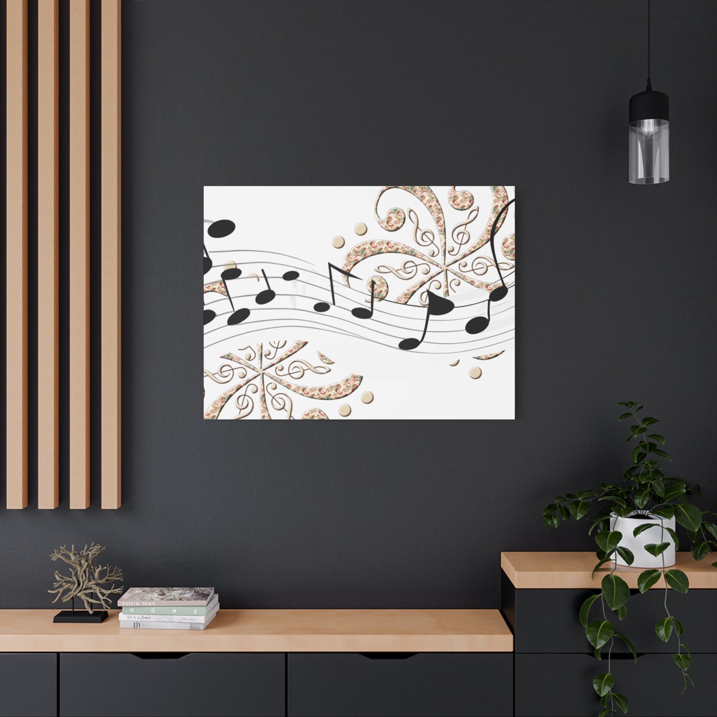 Musical Note Canvas Art, Floral Decor for Home, Music Lover Gift, Wall Art for Musicians, Unique Gift Idea