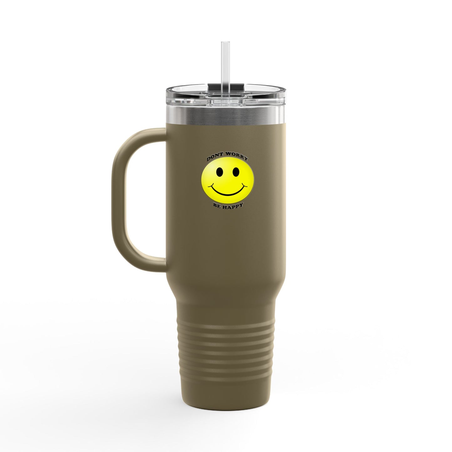 Happy Face Insulated Travel Mug | 40oz, Summer Vibes, Gift for Coffee Lovers, Home Office Essential, Brighten Your Day