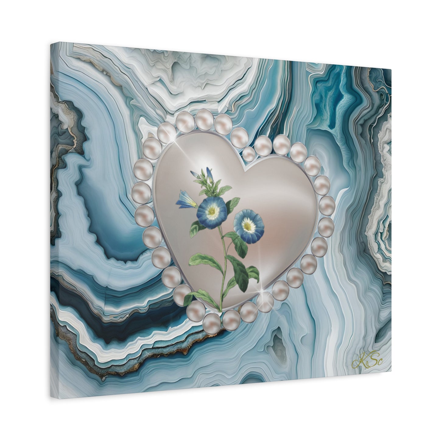 Elegant Floral Heart Canvas Wall Art, Modern Home Decor, Gift for Her