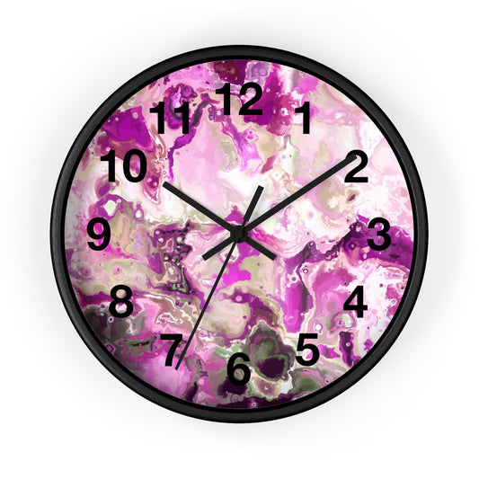 Elegant Pink Swirl Wall Clock Home Decor, Gift for Her, Modern Design, Office Wall Art, Functional Art