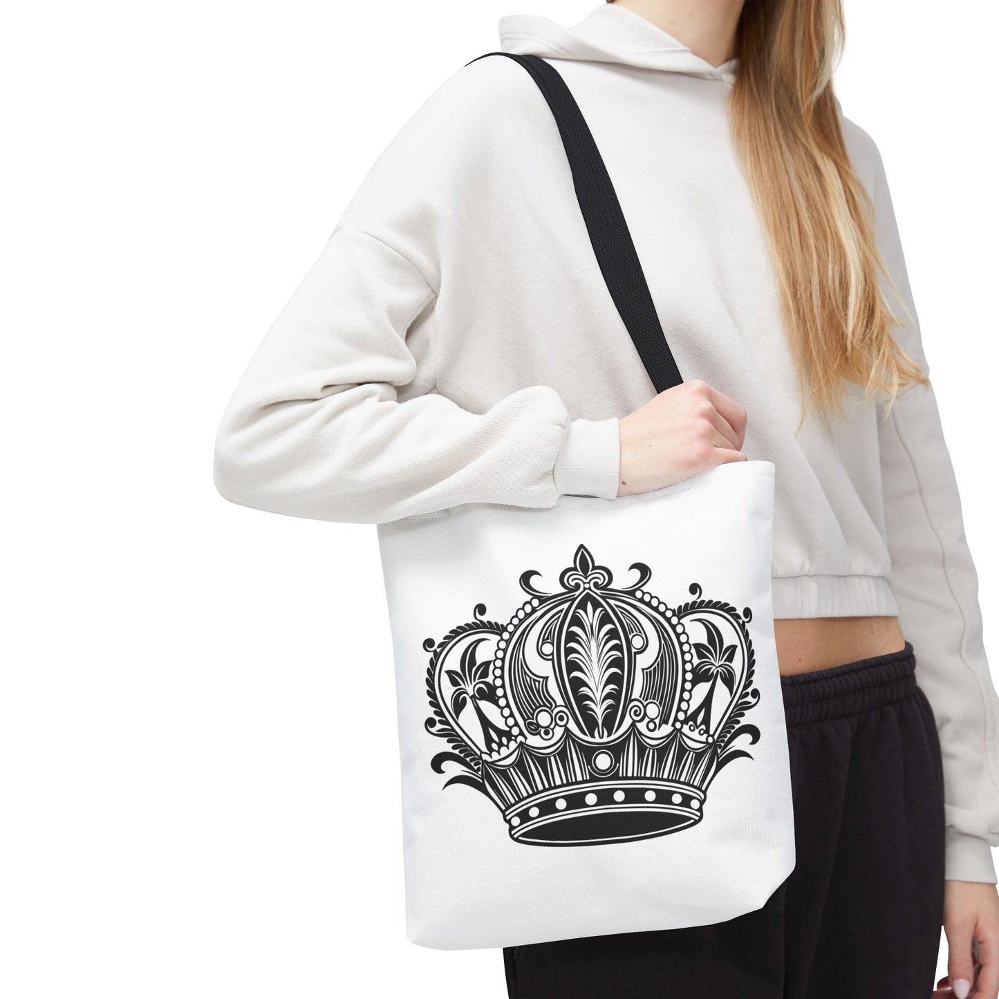 Crown Design Tote Bag, Royal Style Shopping Tote, Chic Grocery Bag, Gift for Her, Fashionable Accessories