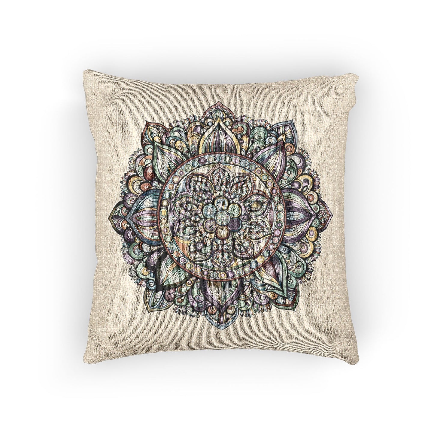 Boho Woven Pillow, Mandala Decor, Cozy Home Accent, Meditation Gift, Bohemian Living, Throw Pillow for Couch