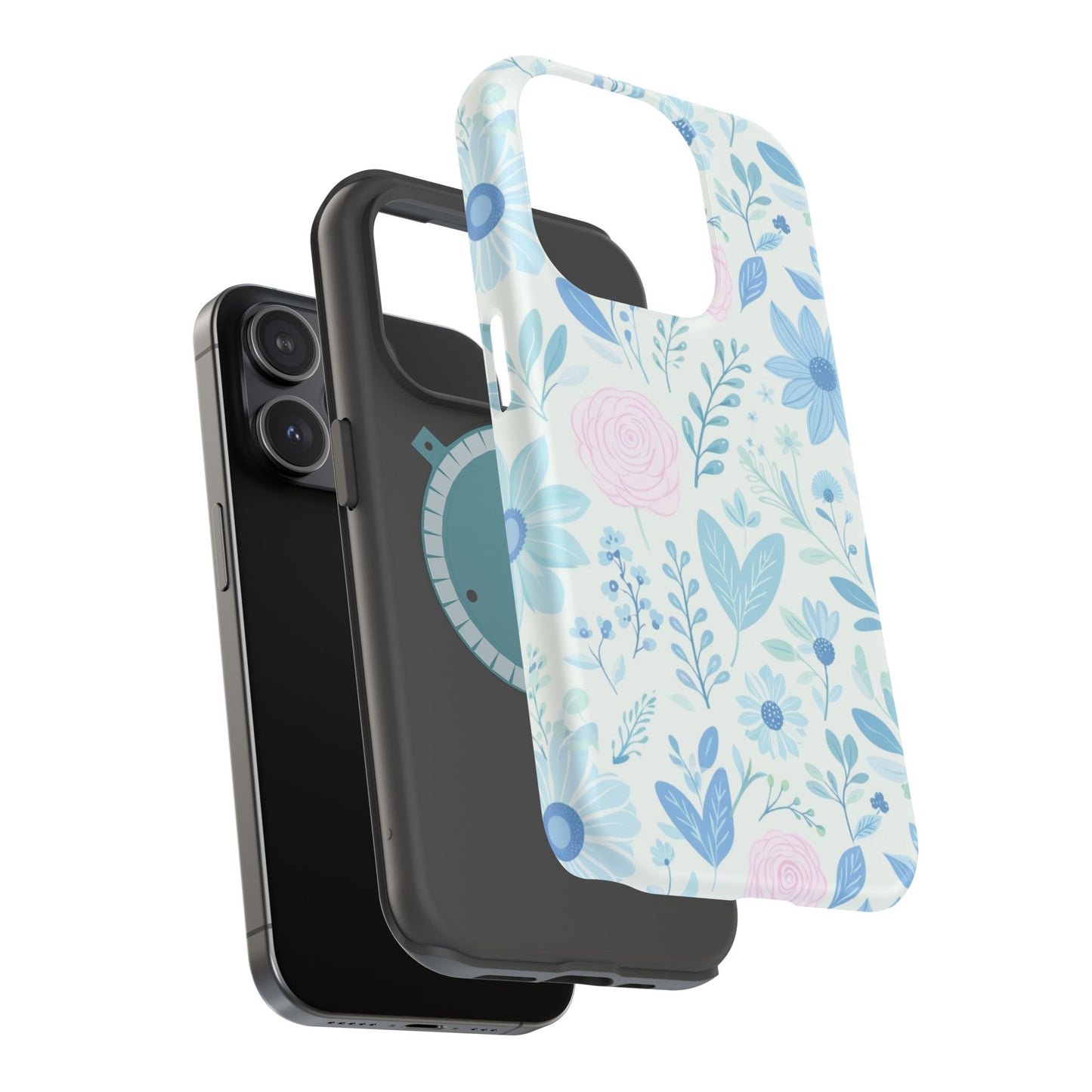Floral Pastel Magnetic Impact Phone Case — Blue & Pink Botanical Design