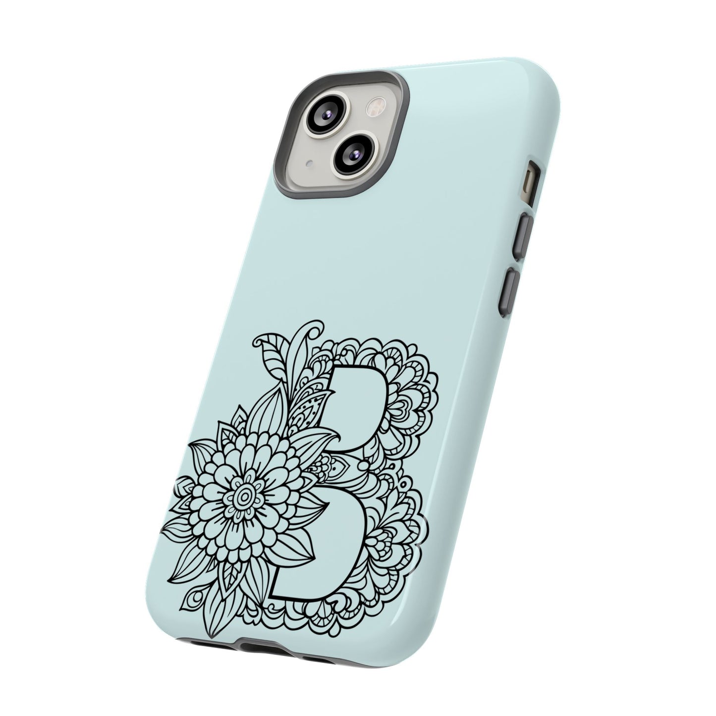 Personalized Tough Phone Case- Letter B, Floral Monogram Cell Phone Cover, Custom Protective Case, Unique Gift, Birthday, Graduation