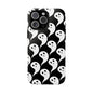 Ghost Pattern Phone Case, Cute Ghost Cell Phone Cover, Halloween Accessory, Spooky Gift, Black and White Phone Case