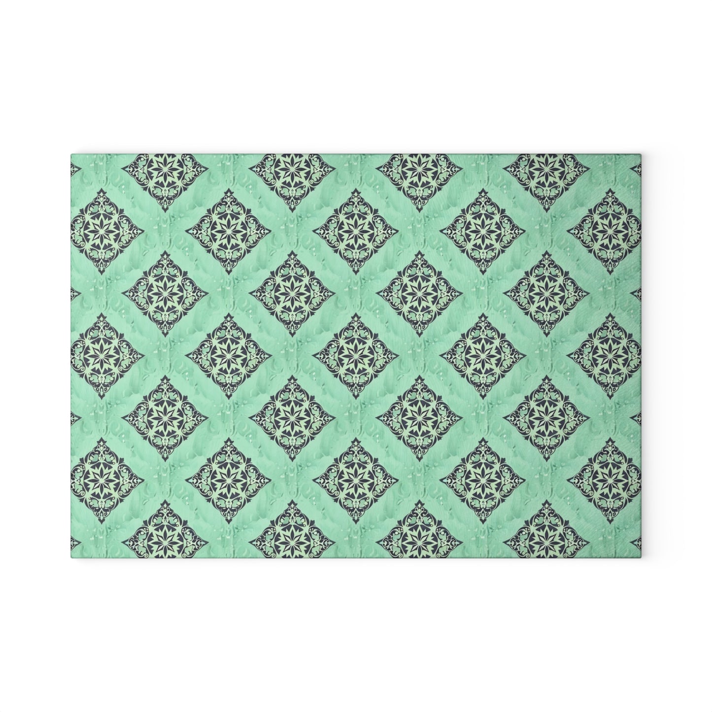 Mint Damask Glass Cutting Board — Decorative Kitchen Chopping Board