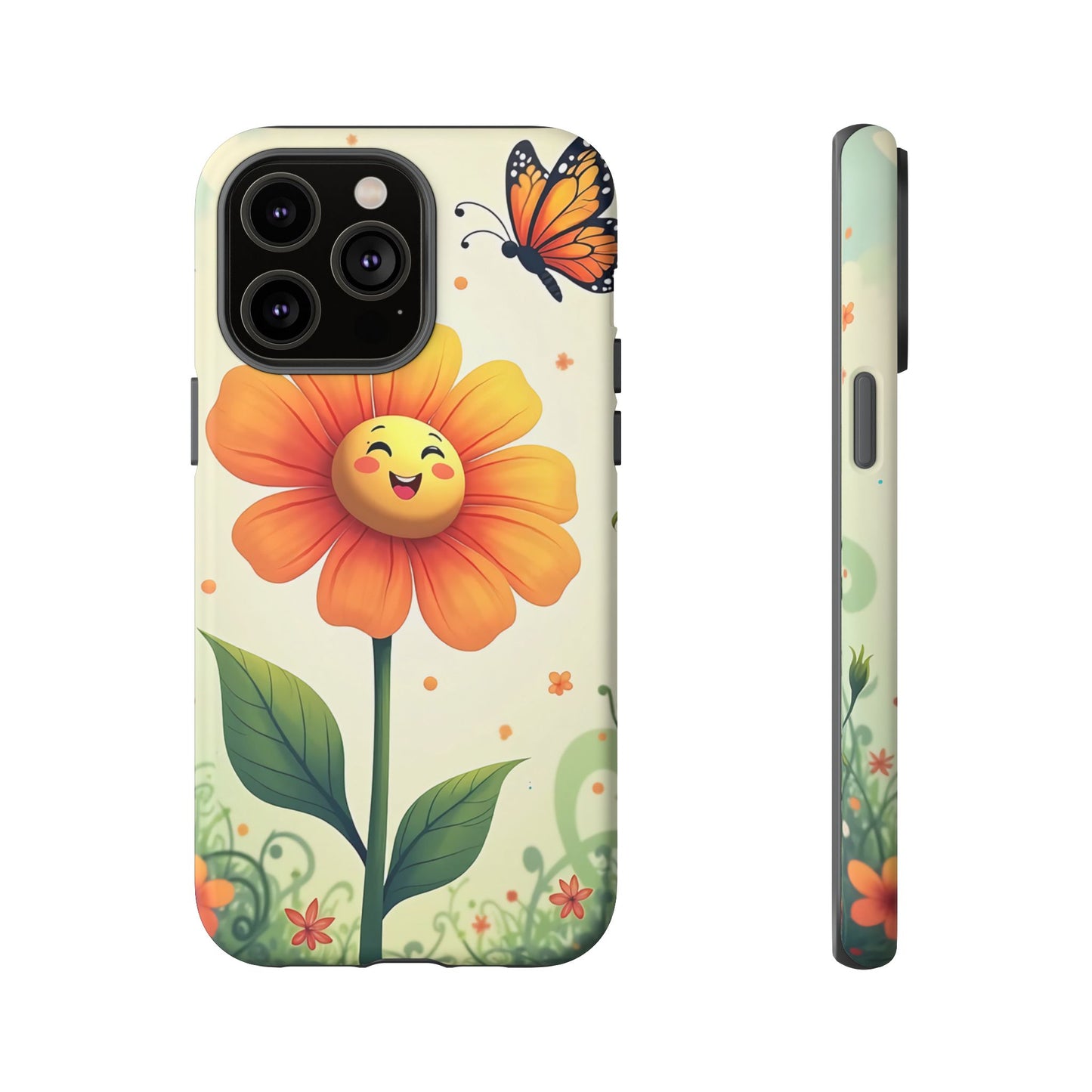 Floral Phone Case with Butterfly Design, Cute Flower Phone Cover for Nature Lovers, Eco-Friendly Gift, Spring Vibes, Birthday Present