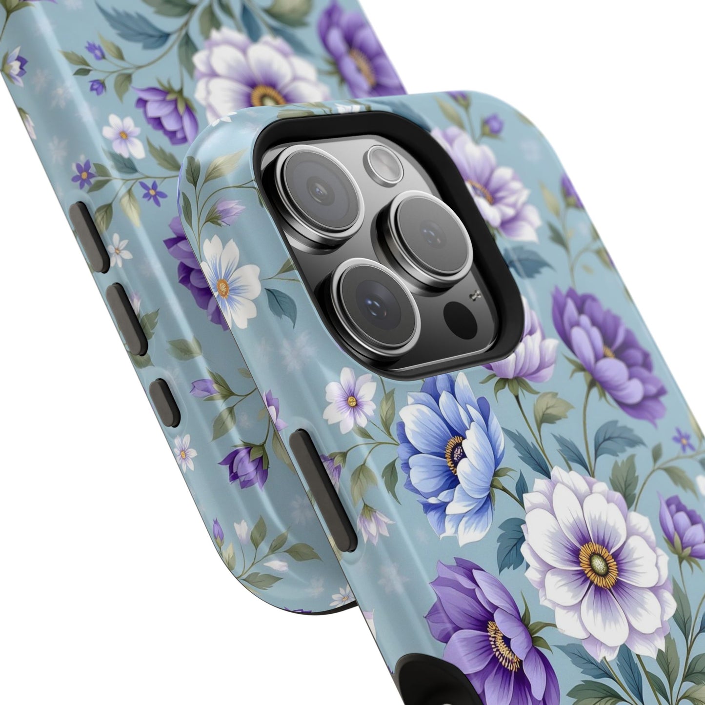 Floral Purple Peony Phone Case — Magnetic Impact‑Resistant Protective Cover