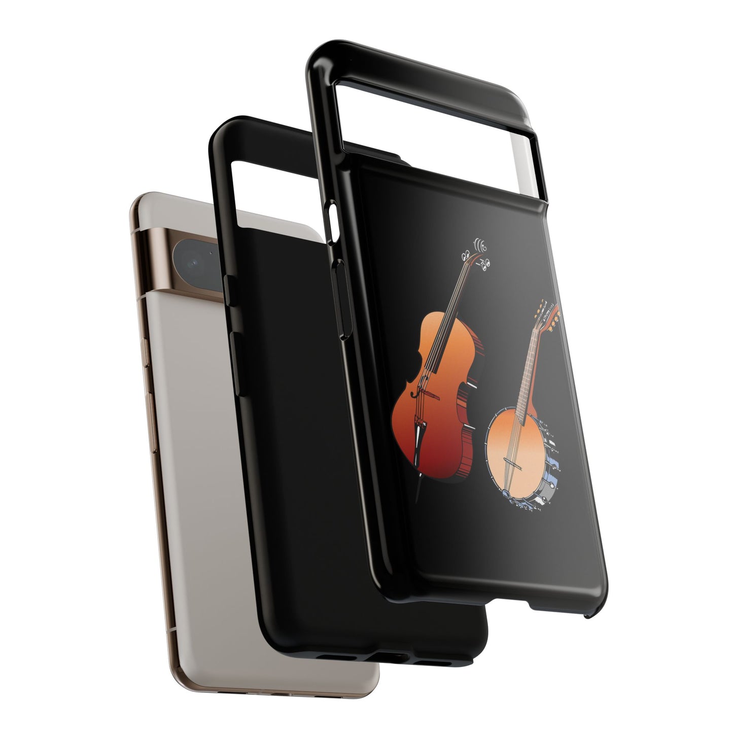 Musical Instrument Phone Case - Violin & Banjo Design, Music Lover Gift, Unique Phone Cover, Holiday Gift, Durable Tough Cases