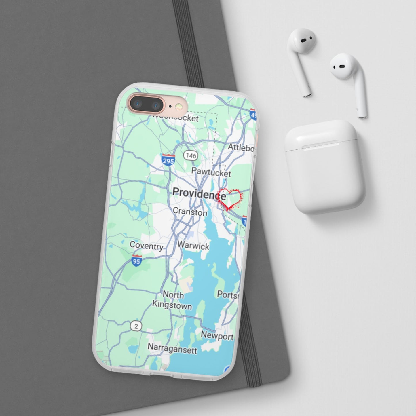 Providence Heart Map Phone Case - Custom Flexible Smartphone Protector, Gift for Her, Map Lover's Accessory, Personalized Case, Travel [...]