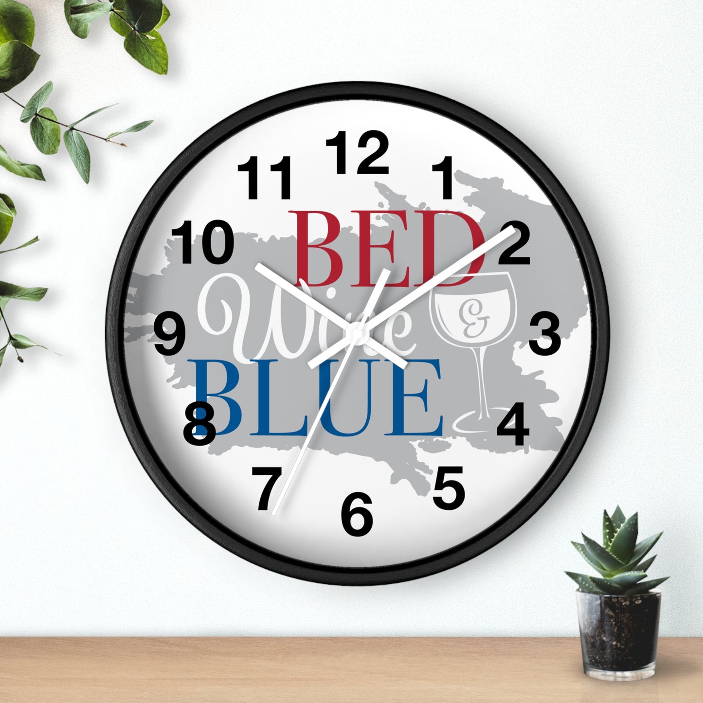 Patriotic Wall Clock - "Bed, White, and Blue" - Home Decor, Gift for Hosts, Independence Day, Americana Style, Wall Art, Kitchen Clock