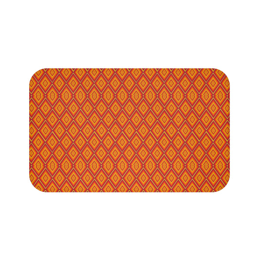 Vibrant Geometric Pattern Bath Mat | Bohemian Bathroom Decor, Non-Slip Mat, Easy-Clean Pad, Summer Vibes, Gift for Home