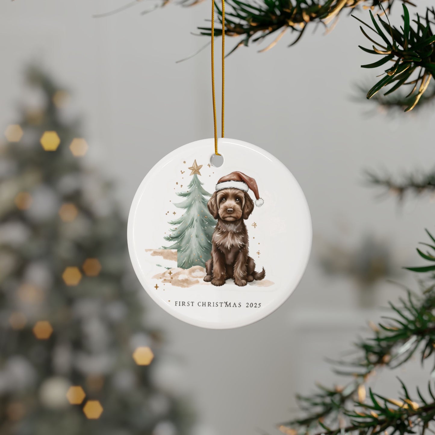 Personalized Ceramic Ornaments, Dog Lover Holiday Decor, First Christmas Keepsakes, Pet Gifts, Christmas Tree Ornaments, 2-Side Print